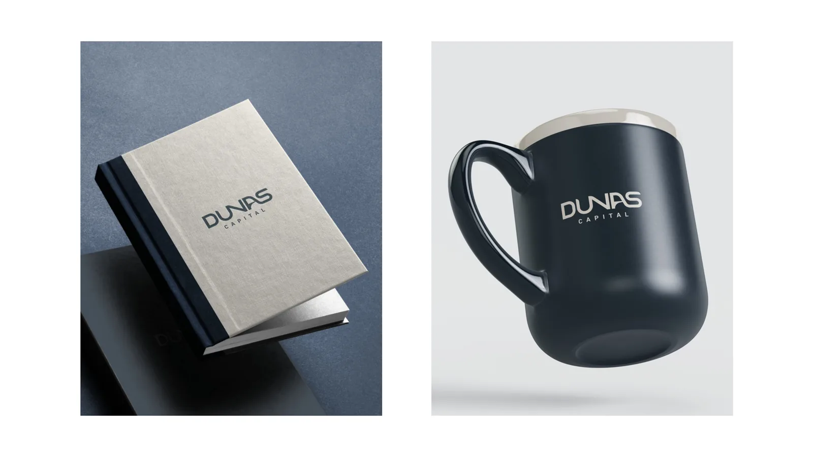 Caderno e caneca com a marca